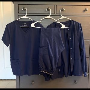 Cherokee Luxe Scrub Set Navy M Medium Top Jacket & Pants